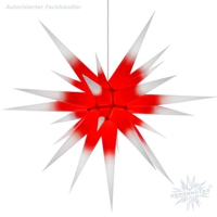 weiße Herrnhuter Innensterne mit rotem Kern - alle Größen