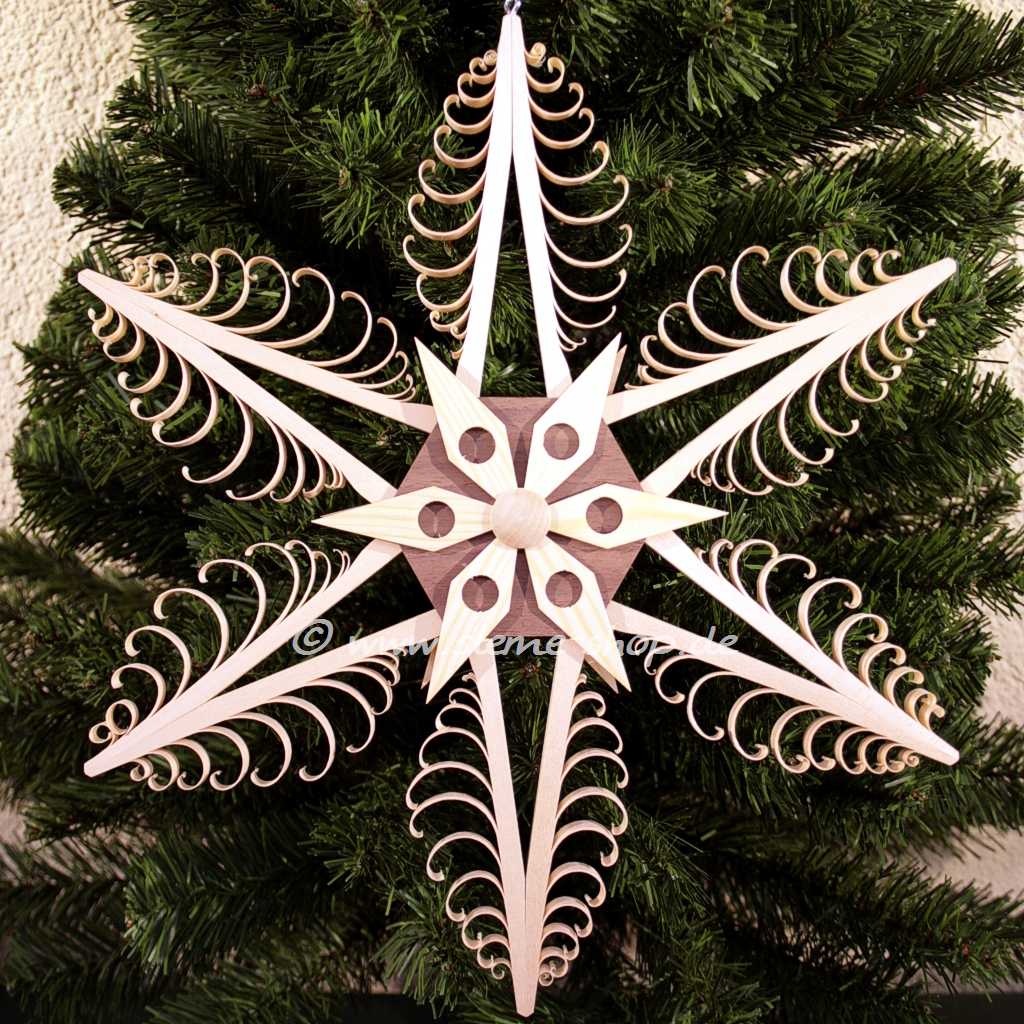 Artikel Bild: Spanstern 32 cm natur mit Nussbaum