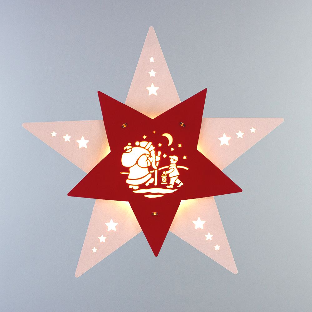 Artikel Bild: Fensterbild Stern - Knecht Ruprecht, mit LED Beleuchtung, 30,5 cm