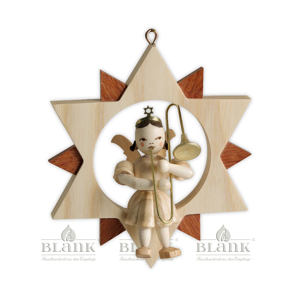 Artikel Bild: Engel im Stern mit Zugposaune - natur