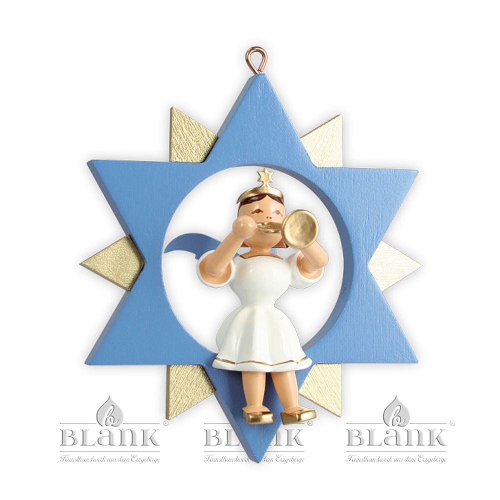 Artikel Bild: Engel im Stern mit Trompete - farbig