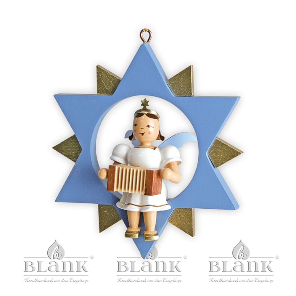 Artikel Bild: Engel im Stern mit Harmonika - farbig