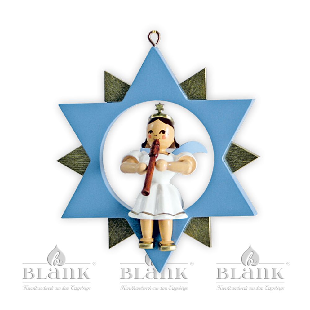 Artikel Bild: Engel im Stern mit Blockflöte - farbig