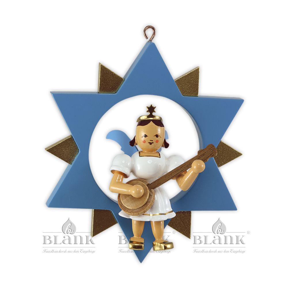 Artikel Bild: Engel im Stern mit Banjo - farbig
