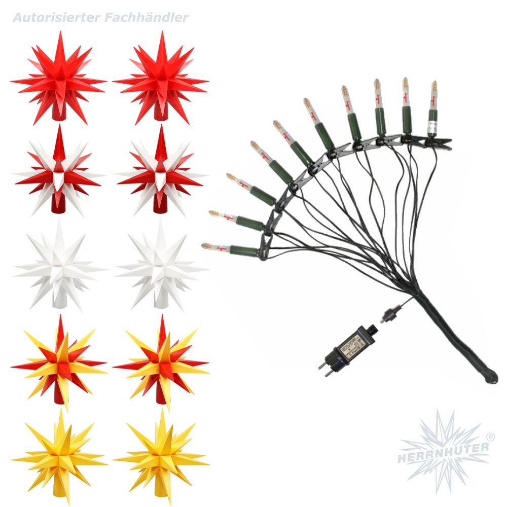 Artikel Bild: LED Sternenkette - sterne-shop Farbedition 1 rot/gelb - 10er Kette Herrnhuter Sterne