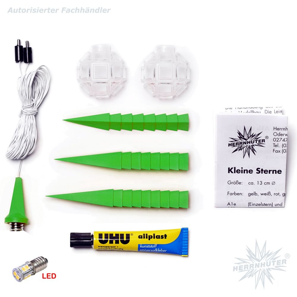 Artikel Bild: Bastelstern mit LED - grün - Herrnhuter Stern 13 cm