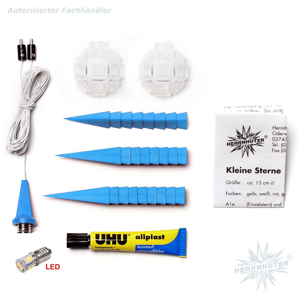 Artikel Bild: Bastelstern mit LED - blau - Herrnhuter Stern 13 cm