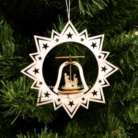 Artikel-Bild-Baumbehang - Stern mit drehender Pyramide Glocke/Engel