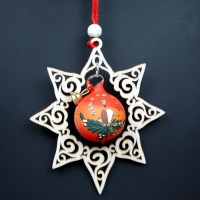 Artikel-Bild-Baumbehang - Stern mit Kugel rote Sinfonie, 9 cm 