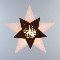 Artikel-Bild-Fensterbild Stern - Seiffener Kirche, mit LED Beleuchtung, 30,5 cm