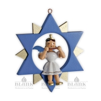 Artikel-Bild-Engel im Stern mit Mundharmonika - farbig