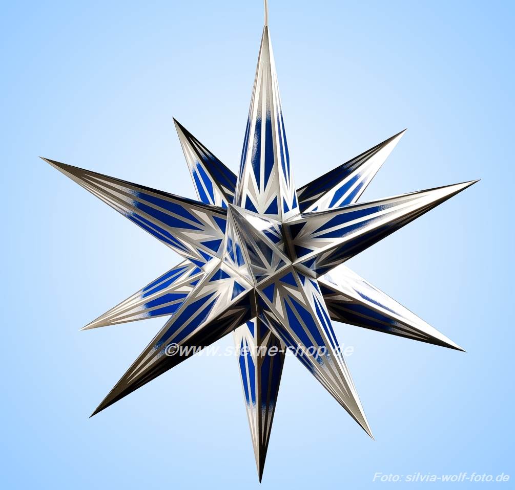 Haßlauer Weihnachtsstern blau/weiß/silber für Innen 65 cm - 219 - 49 - 0 - 1