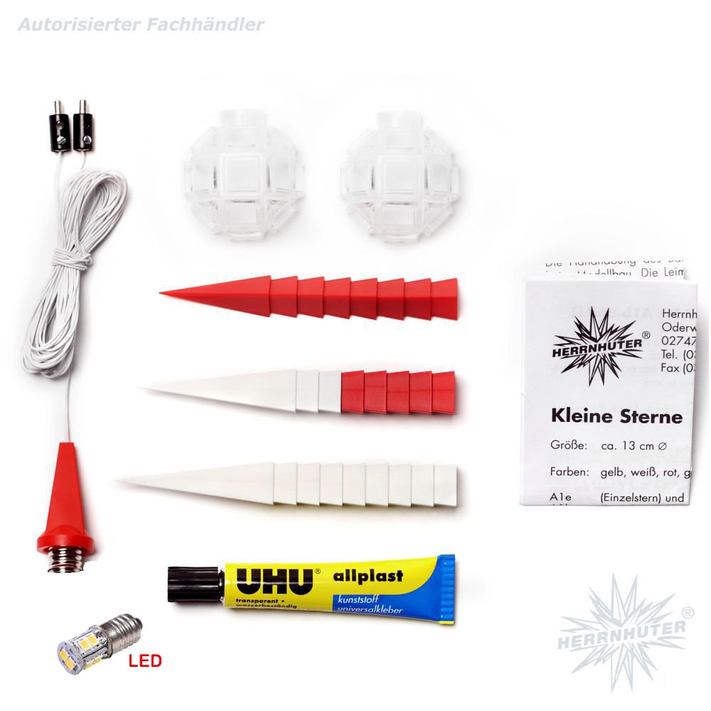 Bastelstern mit LED- weiß/rot - Herrnhuter Stern 13 cm - 467 - 184 - 0 - 1