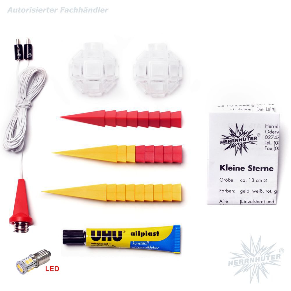 Bastelstern mit LED - gelb/rot - Herrnhuter Stern 13 cm - 466 - 183 - 0 - 1